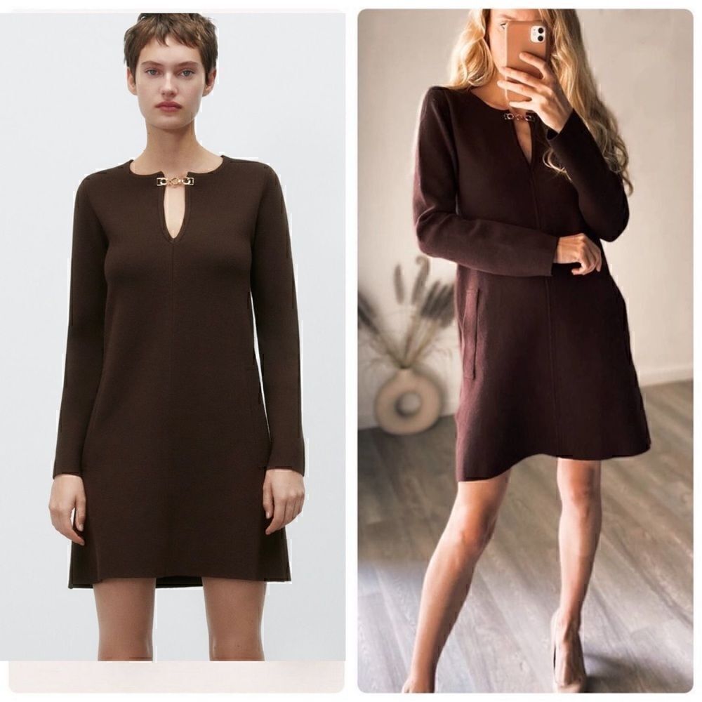 ZARA KNIT DRESS WITH CHAINS - Picture 1 of 9